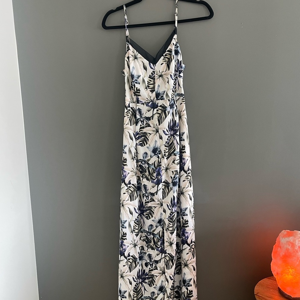 Floral Maxi Dress - White and Blue